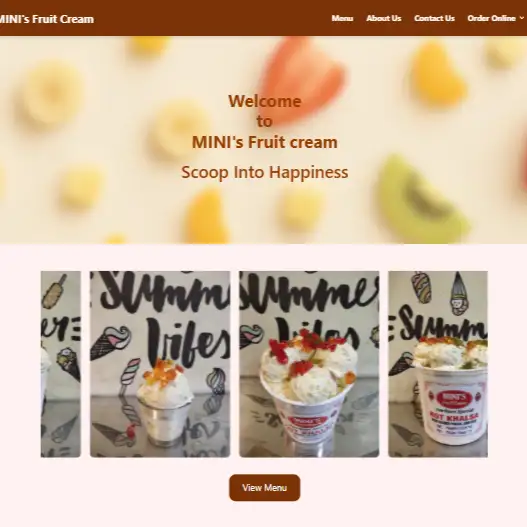 Landing Page for fruit cream business
